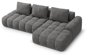 Сив кадифен сгъваем/с място за съхранение ъглов диван (десен ъгъл) Linz – Cosmopolitan Design