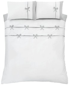 Бяло и сиво спално бельо , 135 x 200 cm Milo Bow - Catherine Lansfield