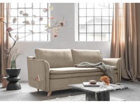 Бежов кадифен сгъваем диван 225 cm Charming Charlie – Miuform