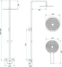 Душ комплект без чучур с термостат Rea Lungo Copper Brush