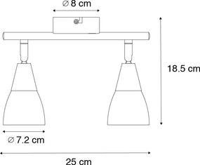Класически таванен прожектор златен с матово стъкло 2-светлина - Madi