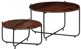 246015 vidaXL Комплект маси за кафе, 2 бр, акациево дърво масив, 60x35 cм