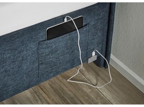 Тъмносиньо тапицирано детско легло 120x200 cm с място за съхранение с включена подматрачна рамка Fun – Meise Möbel