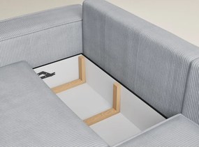 Сив сгъваем/с място за съхранение ъглов диван от рипсено кадифе (десен ъгъл/L форма) Tonga – Maison de Rêve