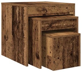 856686 vidaXL Стифиращи маси, 3 бр, старо дърво, инженерно дърво