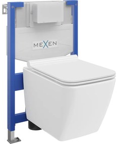 Комплект за вграждане Mexen с конструкция Fenix XS-F и тоалетна чиния Vega и капак с плавно затваряне, бял гланц - 68030654000