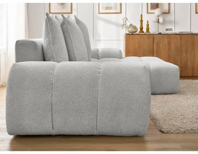 Светлосив шенилов сгъваем/с място за съхранение ъглов диван (десен ъгъл) Everest – Bobochic Paris