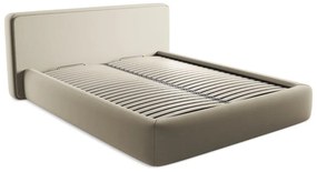 Бежово двойно тапицирано легло с място за съхранение и включена подматрачна рамка 160x200 cm Kiana – Makamii