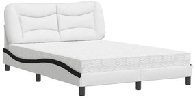 3208716 vidaXL Легло с матрак Hvar, бяло и черно, 120x200 см, изкуствена кожа