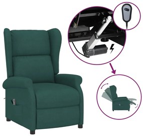 3098325 vidaXL Wingback електрически реклайнер стол, тъмнозелена, текстил