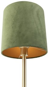 Настолна лампа с растителен мотив месинг със зелен абажур 25 см - Simplo