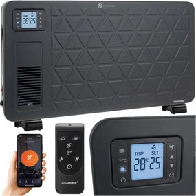 Електрически конвектор Kaminer Ziflo 2300W — С WiFi управление, термостат и дистанционно, черен