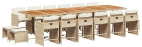 3211192 vidaXL Градински комплект с възглавници 17 части бежов полиратан
