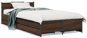 3279966 vidaXL Рамка за легло с чекмеджета, кафяв дъб, 100x200 см