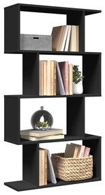 858103 vidaXL Разделител за стая / библиотека, 4 нива, черен, 70x24x129 см
