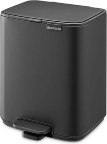 Кош за боклук Brabantia Bo Pedal 1010132, 7 л, Плавно затваряне, Гумирана основа, Минерално покритие, Тъмносив