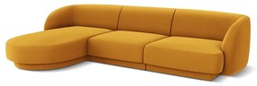 Ъглов диван от кадифе в цвят горчица (ляв ъгъл) Miley - Micadoni Home