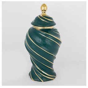 Керамичен буркан 41x20 см златист/зелен