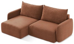 Разтегателен ъглов диван с място за съхранение в тухлен цвят (ляв ъгъл) Kalena – Makamii