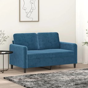 359441 vidaXL 2-местен диван, син, 120 см, кадифе