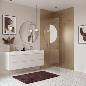 Параван за душ Rea Flexi Transparent / Brush Gold 70