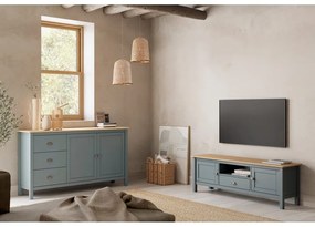 Маса за телевизор сиво-зелена от масивен бор 158x53x40 cm Misti – Marckeric