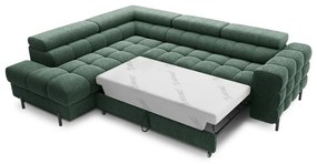 Зелен разтегателен ъглов диван с място за съхранение от букле (ляв ъгъл L форма) Ferucce – ELTAP