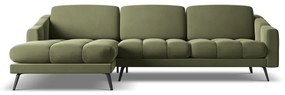 Зелен кадифен ъглов диван (ляв ъгъл) Nalu – Makamii