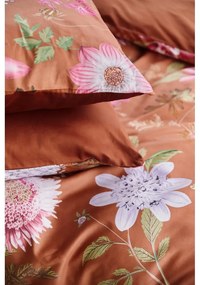 Кафяв памучен чаршаф от сатен за единично легло 140 x 200 cm Blossom - Bonami Selection