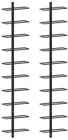 289567 vidaXL Стойки за вино за 20 бутилки стенен монтаж 2 бр черни метал