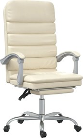 349730 vidaXL Масажен наклоняем офис стол, кремав, изкуствена кожа