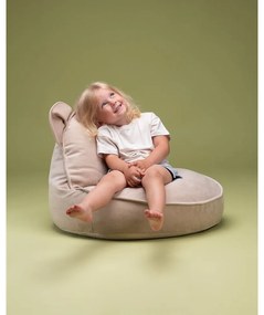 Бежов кадифен детски пуф Bear – Wigiwama