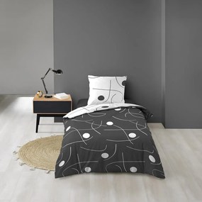 Бяло-тъмносиво единично спално бельо от микрофибър 140x200 cm Sonate – douceur d'intérieur