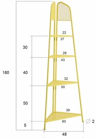 Жълт метален ъглов рафт за балкон ADDU , височина 180 см MWH - Garden Pleasure