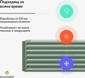 Blumfeldt High Grow Straight повдигната градинска леха 180x60x90см стоманен ламаринен лист лесен монтаж, устойчив на ръжда и измръзване