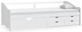 322170 vidaXL 3-местно дневно легло с чекмеджета, бяло, бор масив, 90х200 см