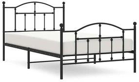353452 vidaXL Метална рамка за легло с горна и долна табла, черна, 100x200 см
