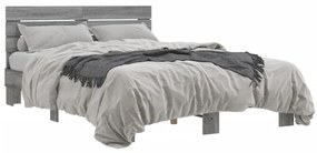 3280155 vidaXL Рамка за легло, сив сонома, 120x200 см, инженерно дърво и метал