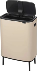 Кош за боклук Brabantia Bo Touch Hi 1010457, 60 л, Странични отвори за пренасяне, Регулируеми крака, Бежов