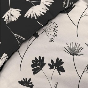 Черно-бежово двойно удължено спално бельо от памук перкал 240x220 cm Iris – douceur d'intérieur