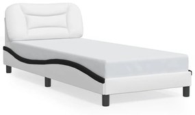 3207966 vidaXL Рамка за легло с табла, бяла, черна, 80x200 см, изкуствена кожа