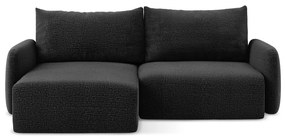 Черен разтегателен ъглов диван с място за съхранение (ляв ъгъл) Kalena – Makamii