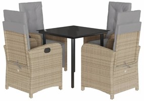 3212592 vidaXL Градински комплект с възглавници, 5 части, бежов полиратан