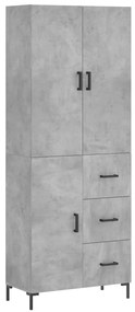 3195903 vidaXL Висок шкаф, бетонно сив, 69,5x34x180 см, инженерно дърво