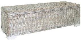 344881 vidaXL Ракла, бяла, 110 см, естествен кубу ратан и махагоново дърво масив