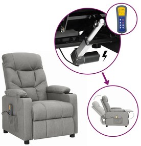 3093467 vidaXL Изправящ масажен стол, светлосив, текстил