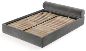 Тъмносиво двойно легло 200x200 cm тапицирано с място за съхранение с включена подматрачна рамка Solvo – Maison de Rêve