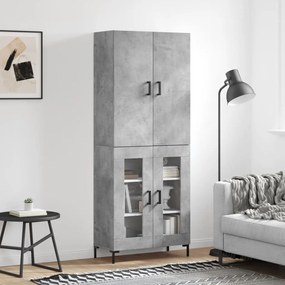 3195735 vidaXL Висок шкаф, бетонно сив, 69,5x34x180 см, инженерно дърво
