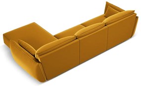 Кадифен ъглов диван в цвят горчица (десен ъгъл) Vanda – Mazzini Sofas