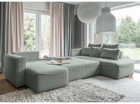 Светлозелен ъглов разтегателен диван (U-образен) Homely Tommy - Miuform